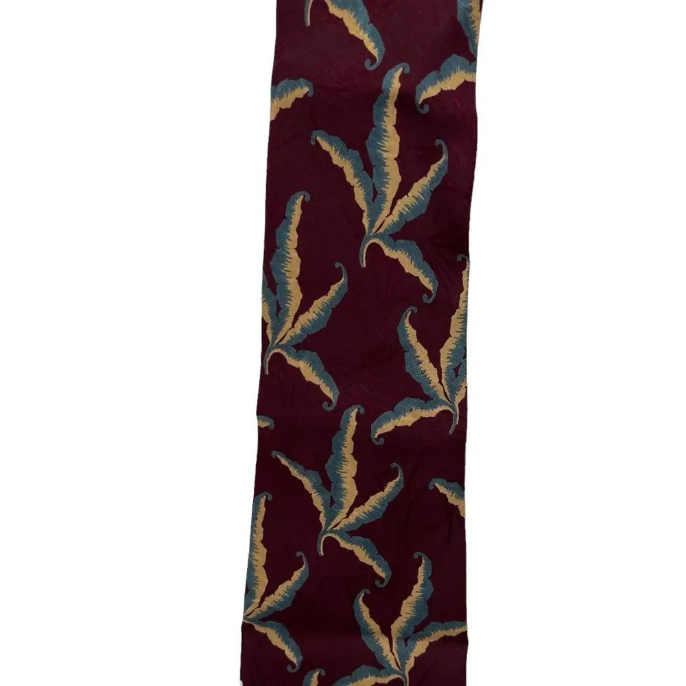 Vintage Giorgio Armani Cravatte Maroon Jacquard Plants Tie